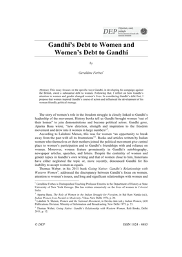 Gandhi's Debt to Women and Women's Debt to Gandhi