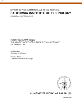 California Institute of Technology Pasadena, California 91125