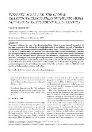 Geographies of the Indymedia Network of Independent Media Centres