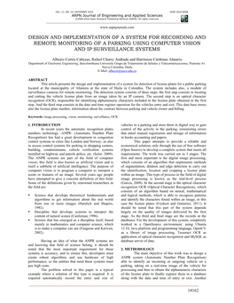 Design and Implementation of a System for Recording and Remote Monitoring of a Parking Using Computer Vision and Ip Surveillance Systems