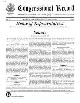 Congressional Record United States Th of America PROCEEDINGS and DEBATES of the 105 CONGRESS, FIRST SESSION