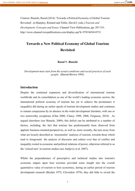 Towards a New Political Economy of Global Tourism Revisited