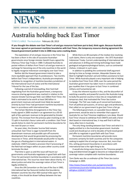 Australia Holding Back East Timor