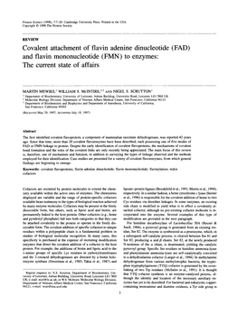 (FAD) and Flavin Mononucleotide (FMN) to Enzymes: the Current State of Affairs