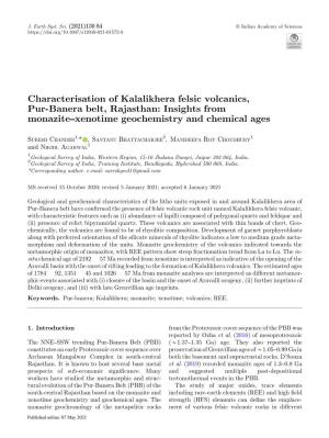 Characterisation of Kalalikhera Felsic Volcanics, Pur-Banera Belt, Rajasthan: Insights from Monazite–Xenotime Geochemistry and Chemical Ages