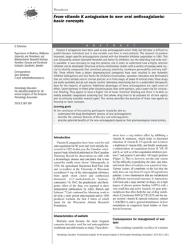 From Vitamin K Antagonism to New Oral Anticoagulants: Basic Concepts