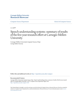 Speech Understanding Systems: Summary of Results of the Five-Year Research Effort at Carnegie-Mellon University