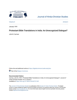 Protestant Bible Translations in India: an Unrecognized Dialogue?