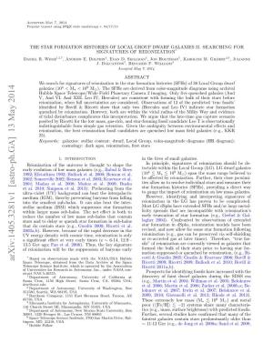 Arxiv:1405.3281V1 [Astro-Ph.GA] 13 May 2014 Space Telescope, Obtained from the Data Archive at the Space Ricotti 2009; Ricotti 2009; Bullock Et Al