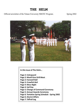 THE HELM Official Newsletter of the Tulane University NROTC Program