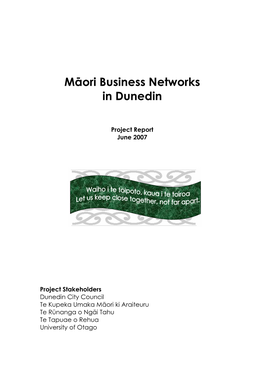 Māori Business Networks in Dunedin