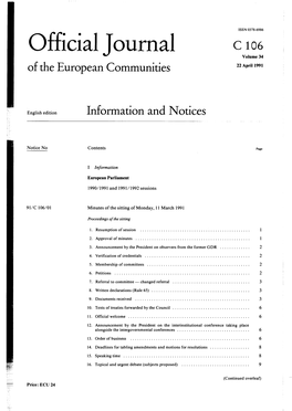 Official Journal C 106 Volume 34 of the European Communities N Apr"Mi