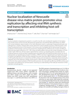 Nuclear Localization of Newcastle Disease Virus Matrix Protein