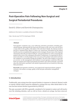 Post-Operative Pain Following Non-Surgical and Surgical Periodontal Procedures Surgical Periodontal Procedures