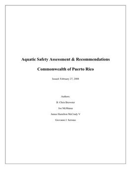 Aquatic Safety Assessment & Recommendations