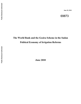The World Bank and the Gezira Scheme in the Sudan