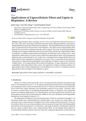 Applications of Lignocellulosic Fibers and Lignin in Bioplastics: a Review