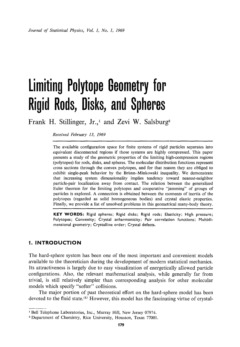 Limiting Polytope Geometry for Rigid Rods, Disks, and Spheres Frank H