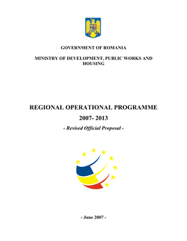 REGIONAL OPERATIONAL PROGRAMME 2007- 2013 - Revised Official Proposal