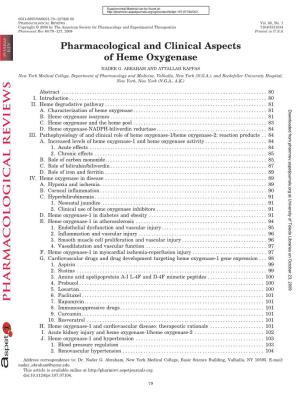 Pharmacological and Clinical Aspects of Heme Oxygenase