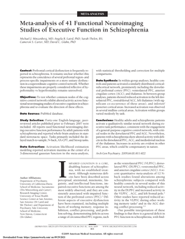 Meta-Analysis of 41 Functional Neuroimaging Studies of Executive Function in Schizophrenia