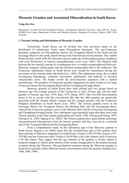 Mesozoic Granites and Associated Mineralization in South Korea