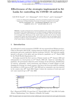 Effectiveness of the Strategies Implemented in Sri Lanka For