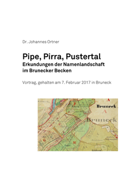 Pipe, Pirra, Pustertal Erkundungen Der Namenlandschaft Im Brunecker Becken