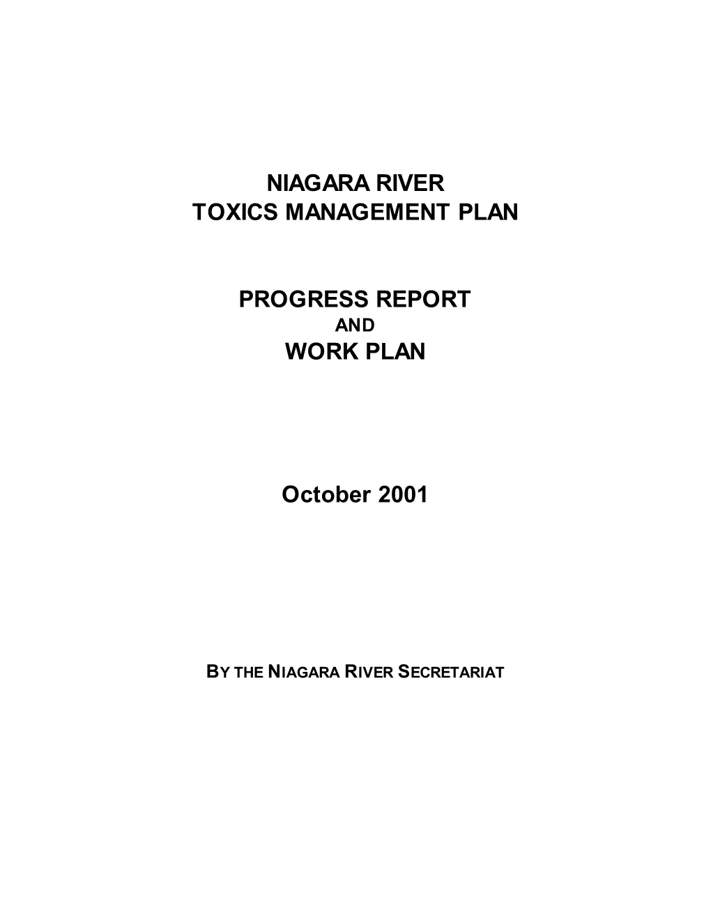Niagara River NRMTP Progress Report & Work Plan 2001 (PDF)