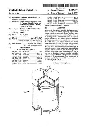 United States Patent 19 11 Patent Number: 5,437,795 Snyder Et Al