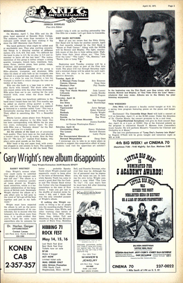 Gary Wright's New Album Disappoints Gary Wright/Extraction A&M Records SP4277 BARRY WHITNEY Better
