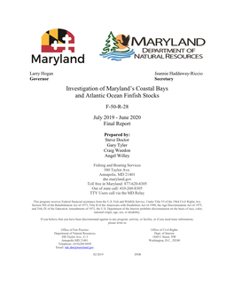 Investigation of Maryland's Coastal Bays and Atlantic Ocean Finfish Stocks