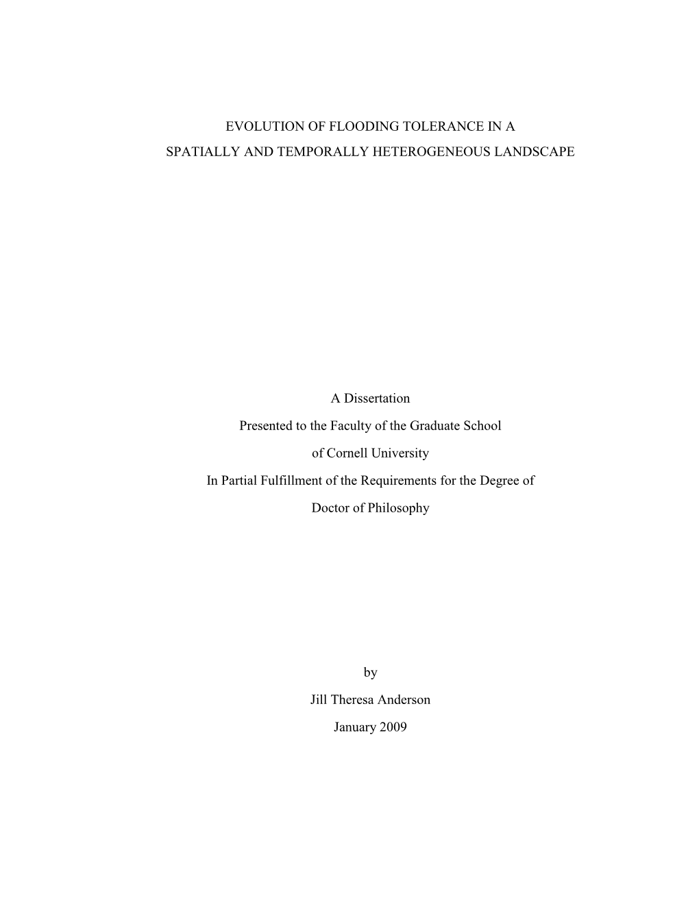 Evolution of Flooding Tolerance in a Spatially and Temporally Heterogeneous Landscape