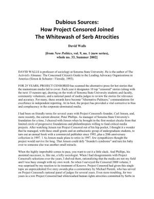 How Project Censored Joined the Whitewash of Serb Atrocities