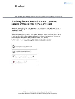 Surviving the Marine Environment: Two New Species of Mallomonas (Synurophyceae)