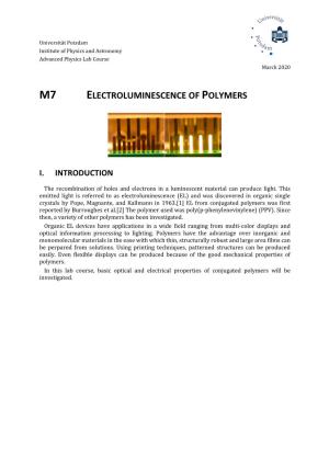 M7 Electroluminescence of Polymers