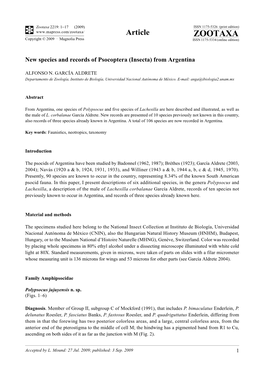 Zootaxa, New Species and Records of Psocoptera (Insecta)