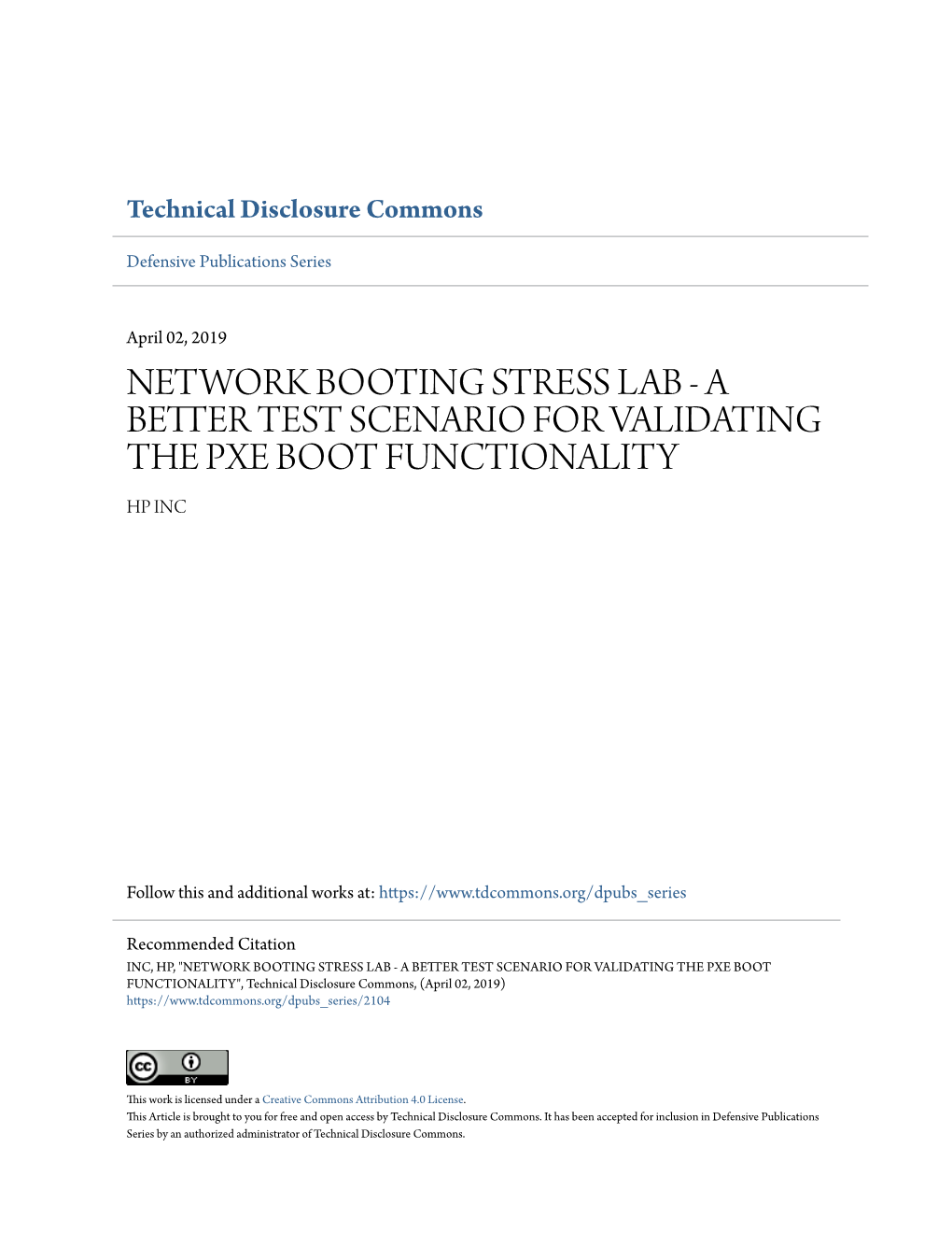 Network Booting Stress Lab - a Better Test Scenario for Validating the Pxe Boot Functionality Hp Inc