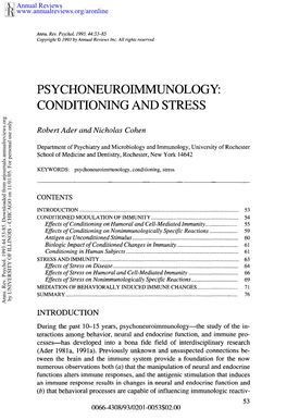 Psychoneuroimmunology: Conditioning and Stress