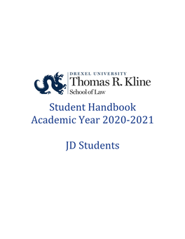 Student Handbook Academic Year 2020-2021 JD Students