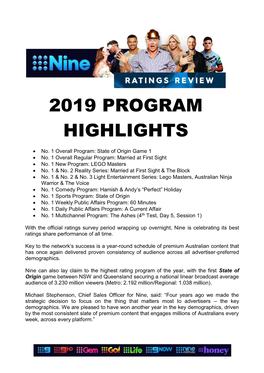 2019 Program Highlights