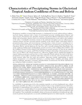 Characteristics of Precipitating Storms in Glacierized Tropical Andean Cordilleras of Peru and Bolivia