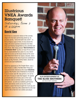 Illustrious VNEA Awards Banquet! Saturday, June 2 @ 6:00Pm David Gee