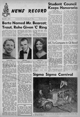University of Cincinnati News Record. Thursday, May 17, 1962. Vol. XLVII