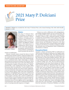2021 Mary P. Dolciani Prize