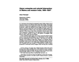 Opium Enterprise and Colonial Intervention in Malwa and Western India, 1800-1824*