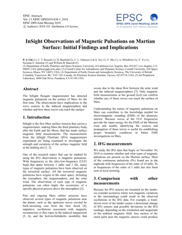 Insight Observations of Magnetic Pulsations on Martian Surface: Initial Findings and Implications