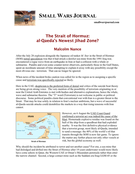 The Strait of Hormuz: Al-Qaeda's Newest Jihad Zone?