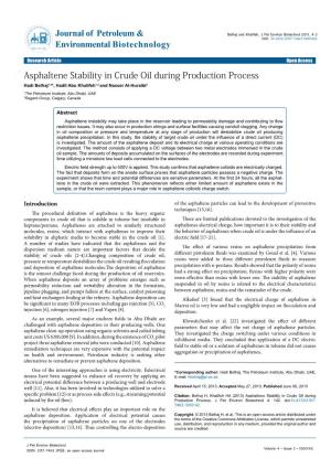 Asphaltene Stability in Crude Oil During Production Process
