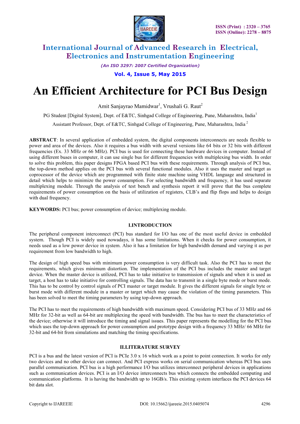 An Efficient Architecture for PCI Bus Design